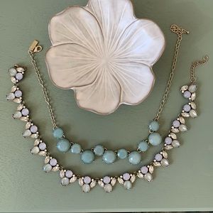 Pair of teal-themed statement necklaces - great condition!